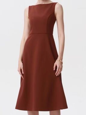 A New Day Brown Sleeveless Tailored Midi Dress Women Size S NWT